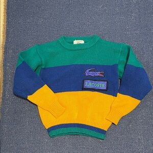 Kids Lacoste Multicolor Crewneck Sweater - Green, Blue, Yellow